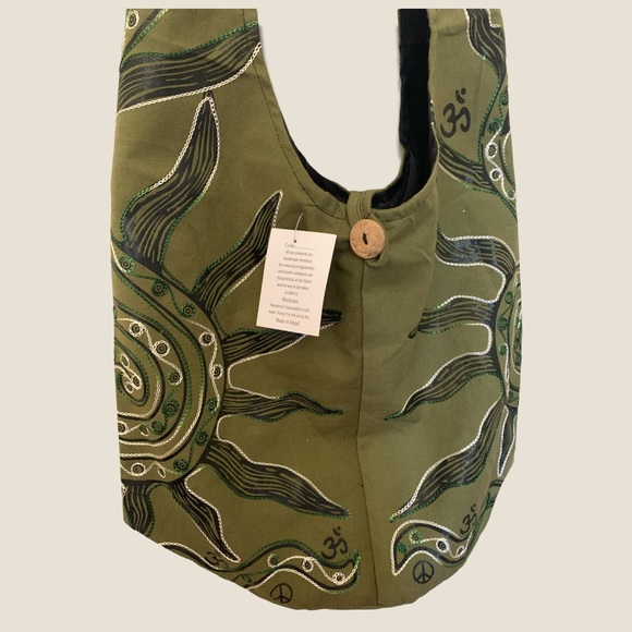 Handbags - Nepal Yoga Boho Bohemian Hippie Shoulder Crossbody Handbag Peace Signs & Sun